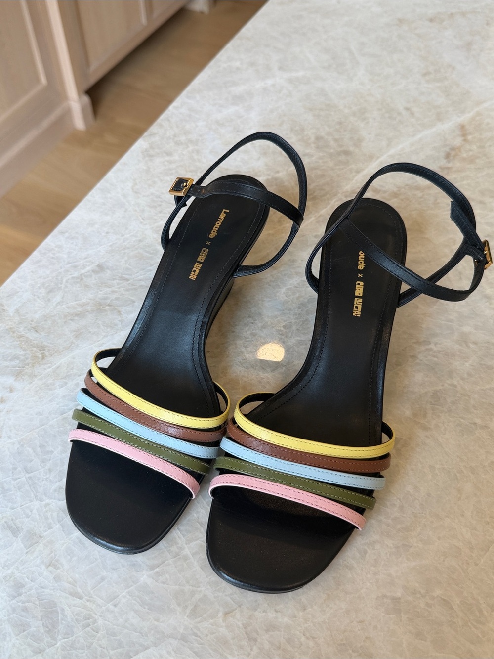 LARROUDE | x Ciao Lucia: Daiana Wedge Sandal Black Leather | Size: 9.5
